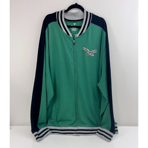 Fanatics Full Zip Jacket Philadelphia Eagles Birds Spellout Old School Logo 5XL - Picture 1 of 6